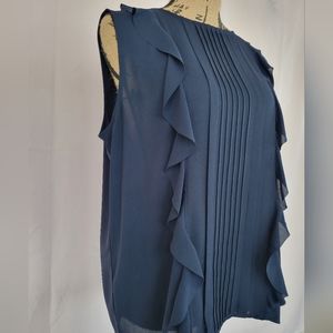Ann Taylor Factory Navy Pleated Top